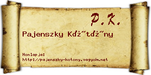 Pajenszky Kötöny névjegykártya